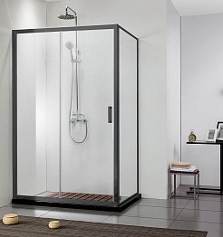 Aquatek Душевая перегородка Ария 80x200 AQ ARI WA 08020BL профиль черный стекло прозрачное – фотография-2